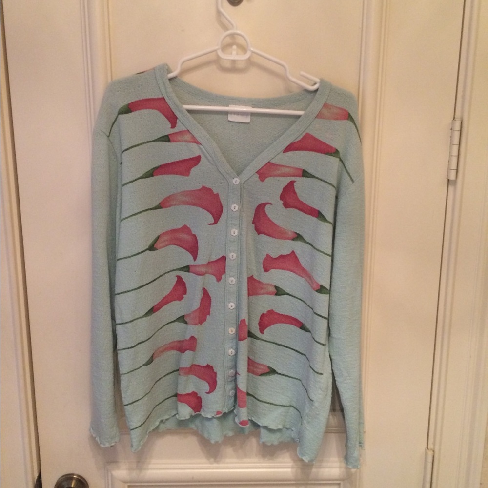 Stamp Green & Red Sweater.  Size XL.